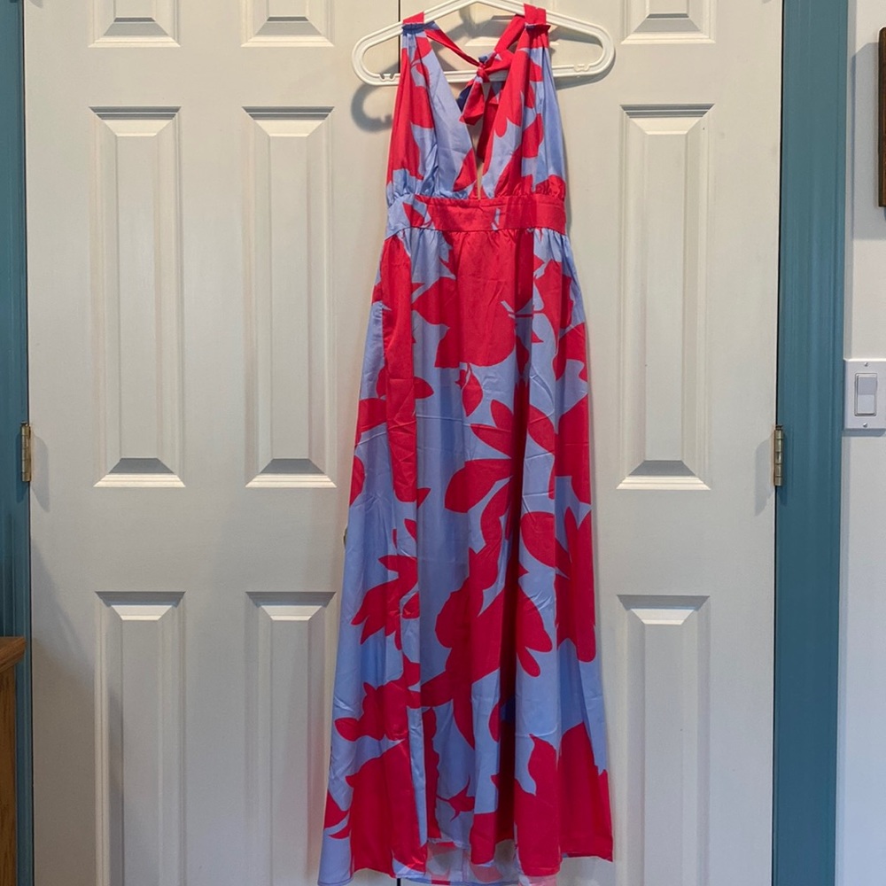 Floral halter maxi dress